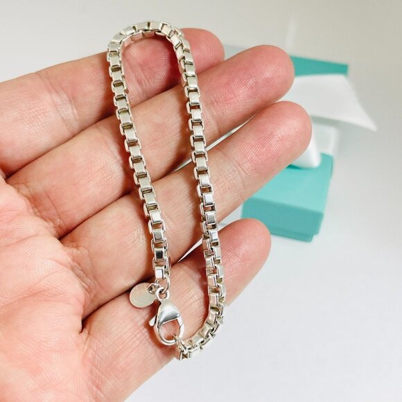 Medium 7.5" Tiffany & Co Venetian Box Link Bracelet Mens Unisex - Picture 1 of 6